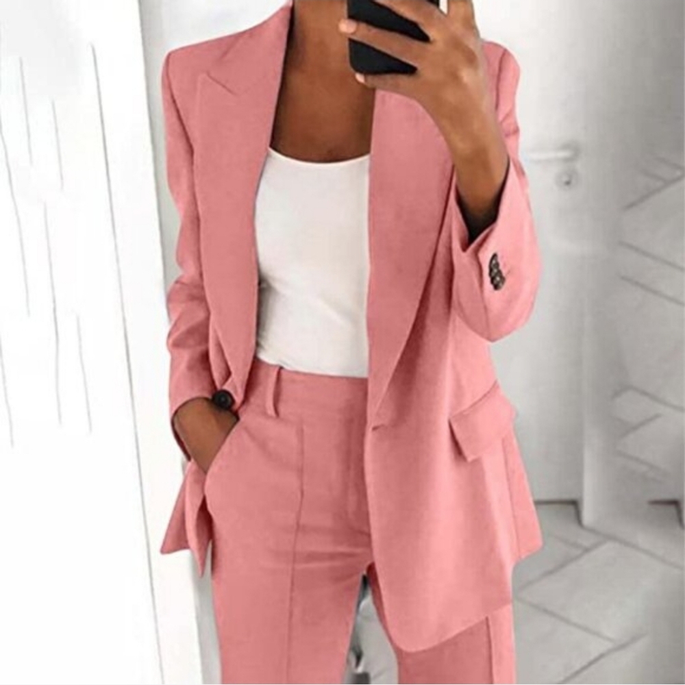STAUD Linen Maxwell Blush Pink Blazer